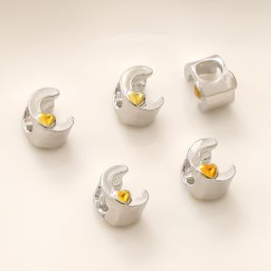 1 cái/túi Hợp Kim Bạc hạt chữ cái hình trái tim hạt đệm rời cho vòng cổ vòng tay thủ công móc điện thoại di động phụ kiện làm đồ trang sức tự làm thủ công