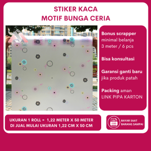 Sticker Stiker Kaca Film Motif Bunga Ceria Jendela Cermin Kacafilm Wallpaper Rumah