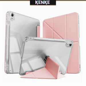 KENKE ipad Case Transparent case With pencil slot for ipad 2024 pro 11 inch pro 13 inch air 6th gen(2020/2021/2022)mini 7 air 4 air 5th gen ipad 10 gen mini 6 ipad 9th 8th 7th pro 12.9 case Y-fold Smart Case sleep wake-up function anti-fall