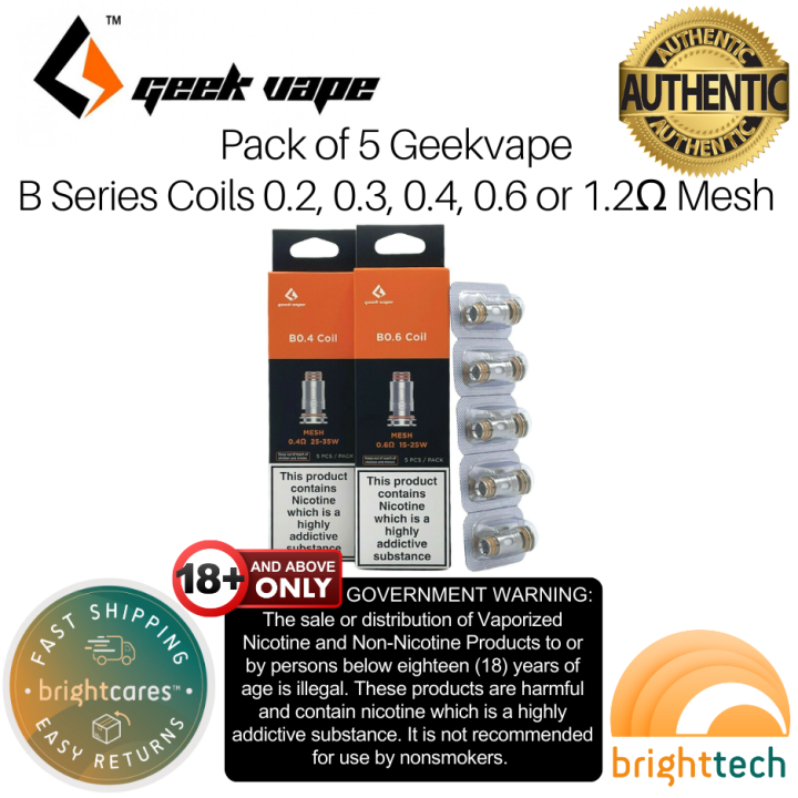 Geekvape Aegis Boost, Boost Plus or Hero Coil Replacement (B Series Coil) Pack of 5 (Bright