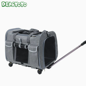 Pet Trolley Stroller Foldable Sling Bag Dog Cat Carrier Travel Portable Bag with detachable 4-wheel Folding Trolley