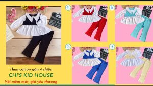 (SIÊU PHẨM) BỘ ÁO TAY DÀI QUẦN ỐNG LOE THUN COTTON GẦN 4 CHIỀU SIÊU SANG CHẢNH CHO BÉ 9-25KG