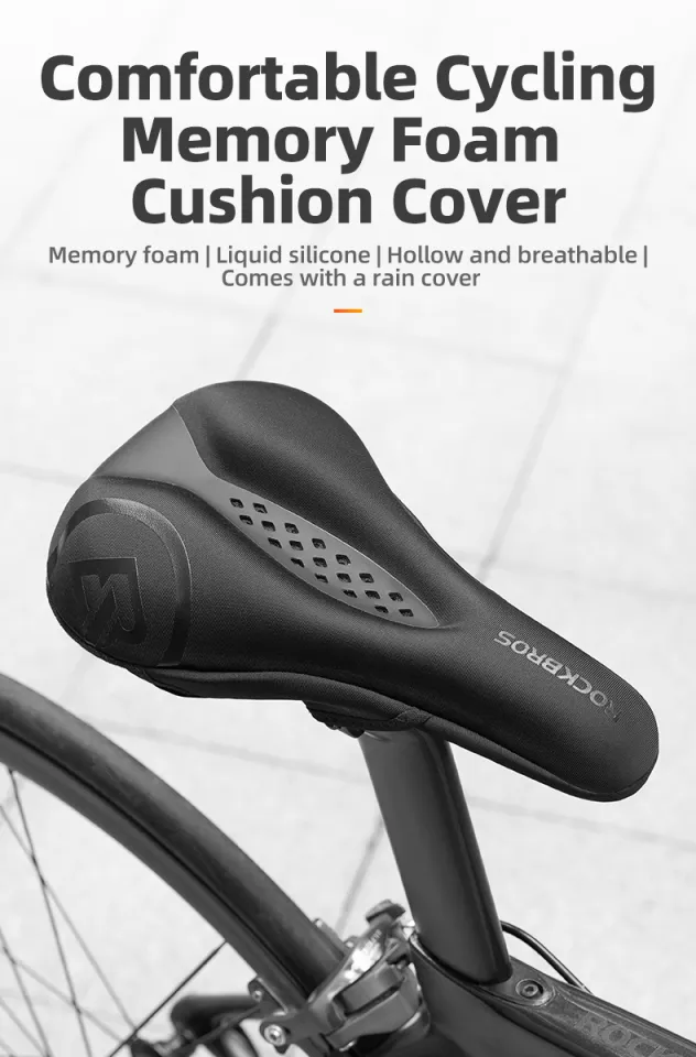 ROCKBROS Bicycle Saddle Cover Hollow Breathable Non-slip Cycling Cushion  Cover Memory Foam Shockproof Bike Seat Cover With Rain Cover
