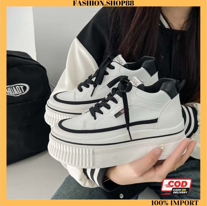 Sepatu Sneakers Wanita Sol Tinggi Sol Tebal Import Korea Style F72 Lazada Indonesia