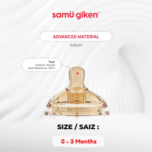 SAMU GIKEN HANI MILK BOTTLE TEAT ( Newborn 0 - 3 Months / 3 - 6 Months / 6 Months & above) Puting Bottle Susu Bayi