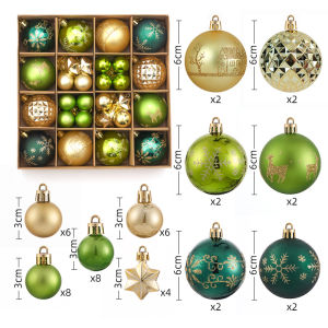 44Pcs Christmas Ball XMas Decor Ornaments Painted 3-6cm Electroplated Plastic Ball Christmas Tree Decoration