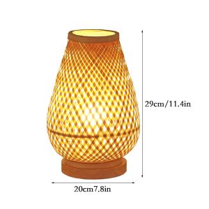 Japanese Floor Lamp Living Room Lamp Wicker Woven Bamboo Standing Lamp Shade Rustic Retro Side Lamp For Bedroom Living Room Tea House