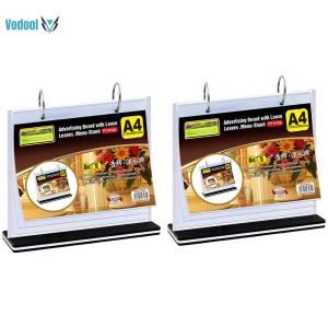 2pcs PVC Tabletop Holder A4 Menu Holders Acrylic Desktop Double Display Holder for Picture Card Store Office Menu Retail Show [Vodool Official Center]