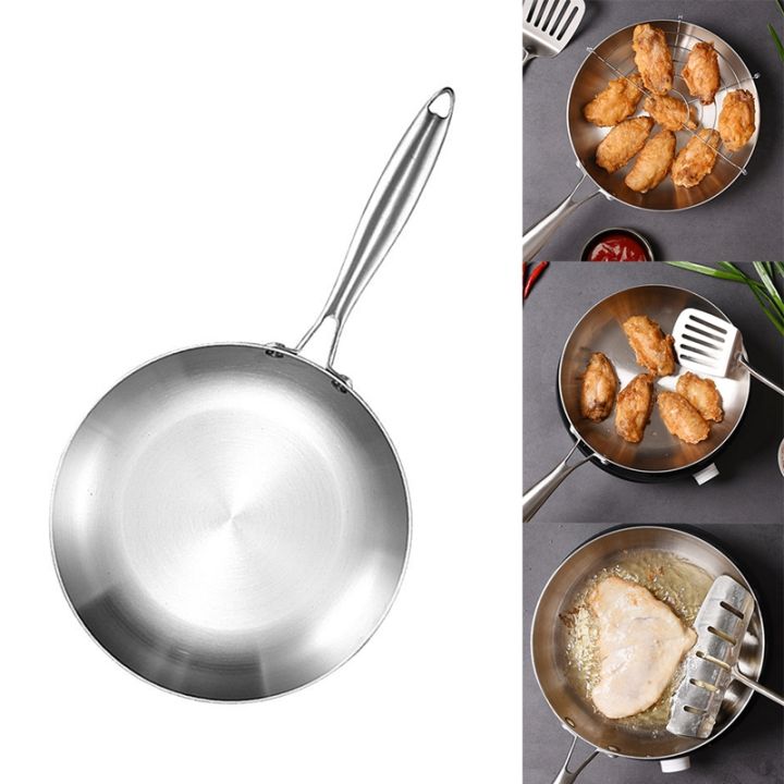 Stainless Steel 3 Ply Frying Pan Wok Pan Cooking Fried Steak Gas Stove