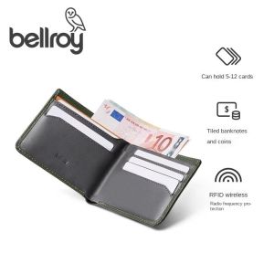 bellry Australian Hide & Seek Classic Leather Short Clip Minimalist Business Card Cowhide Mens Gift Wallet