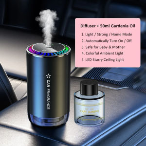 EKLEVA 50ml Aroma Diffuser with Colorful Ambient Light Car Flavoring for Cars Starry LED Diffuser Car Air Freshener Cologne Perfume Oil