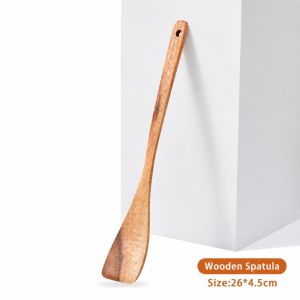 CHUAN Tay cầm dài Xẻng gỗ Cấu trúc chắc chắn. Bề  nhẵn mịn. Xẻng nướng  Mini Dụng cụ nấu ăn trong nhà bếp Chảo chống dính