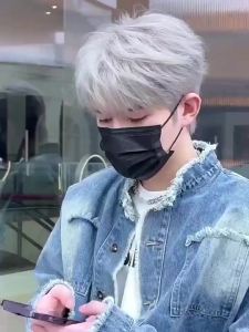 Wig Granny gray handsome sergeant Mullet hair hairstyle Internet red Japanese Men Wolf Tail short point wig for men boy full hood