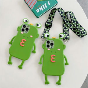 Lanyard Strap Frog Prince Crown Cute Silicone Soft Case Vivo Y16 Y03 Y17s Y18 Y28 Y36 Y02 Y02S Y22 Y35 Y33T Y33S Y21 Y21S Y15A Y15S Y12A Y12S Y19 Y12 Y15 V19 Y17 Y11 Y31 Y51 Y91S Y91C Y93 Y71 Y81 Y95 V23 V11i V9 Full Coverage Protective Phone Case