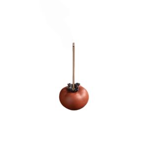 Zen Chinese Style Persimmon Lotus Incense Burner Ceramics Lucky Fruit Persimmon Lotus Tabletop Incense Base Incense Tray Ornament Lotus Incense Stick For Household Aroma