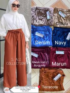Celana Kulot Polos Rayon Twill Premium Ukuran Jumbo Tali Serut Bahan Tebal Adem Tidak Nerawang Nyaman Dipakai