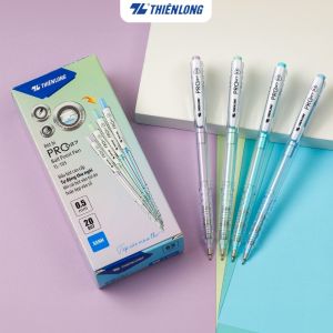 Combo Bút bi Thiên Long Pro 027 TL-105 màu pas ngòi 0.5mm - Bút bi mực xanh đỏ đen viết bi tự động thu ngòi bút