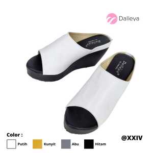 DALLEYA COLLECTION - Mustang Sandal Wedges Wanita Kokop Casual Polos Santai Mustard Hitam Putih