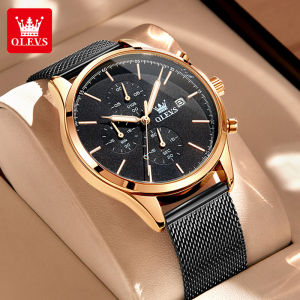 OLEVS นาฬิกาผู้ชาย 2024 มัลติฟังก์ชั่ส่องสว่างสแตนเลสกันน้ำนาฬิกาลำลองแบรนด์แท้