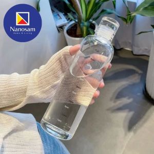 500ML Portable Ins Transparent Glass Bottle with Reminder Time Scale Birthday Couple 520 Gift Botol Air Kaca