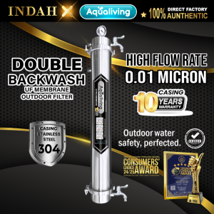 Aqualiving Double Backwash Membrane Master Water Filter 0.01 micron UF Ultra Membrane Outdoor Water Filter Penapis Air Luaran