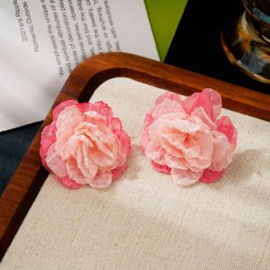 Fashionable Ring Gift 春季新款网纱花朵耳钉度假风甜美气质耳环轻奢高级感时尚耳饰批发