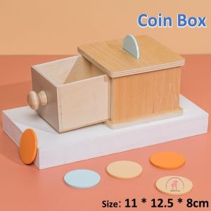 [SG Seller] Montessori Wooden Toys Early Education for Infant Toddlers 8-24 Month Baby Learning - Coin Box