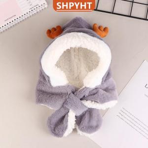 [COD] SHPYHT SPORTS Winter Warm Children Scarf Hat Plush Kids Ear Protection Cap Boy Girl Outdoor Ski Windproof Hood Beanies Lamb Fleece Neck Snood