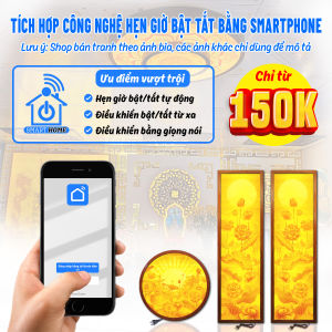 Đèn Hào Quang In Tranh Trúc Chỉ Dọc Phật Thích Ca Trang Trí Bàn Thờ Phòng Thờ Treo Tường TC-TE-26