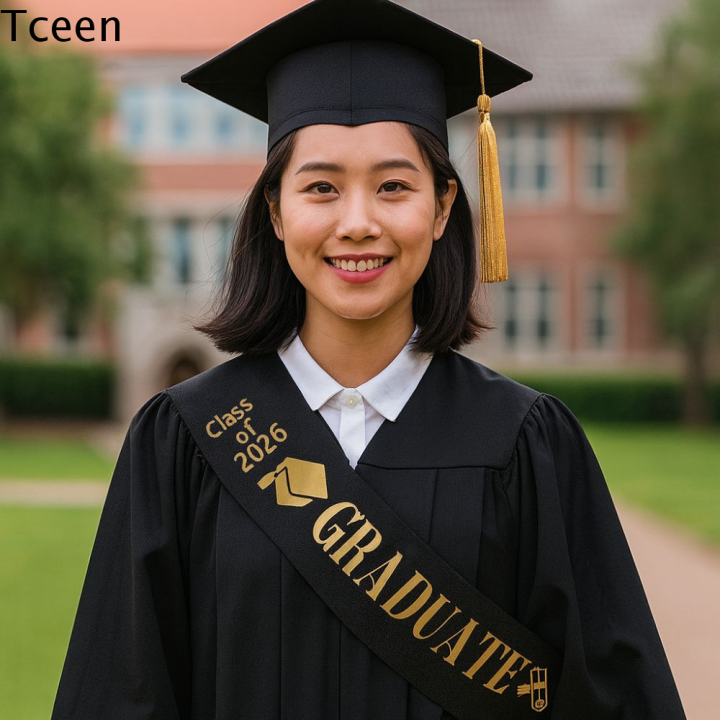 Lớp 2026 Dây đeo tốt nghiệp 2026 Đen Trắng Lấp lánh Dây đai tốt nghiệp ...