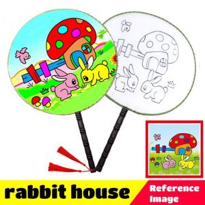Children DIY Painted Fill Fan Painting DIY Fan Cartoon Color Paint Fan Painting Pattern Fan Crafts