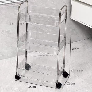 OHHDEER 3 Layer Storage Rack Multilayer Living Room Storage Cart for Cosmetic Toy Snack Book Rack Trolley Organizer Rack