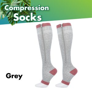 Zipper Compression Socks for Men & Women Graduated Support Relieve Varicose Veins Swelling & Leg Fatigue Athletic Use