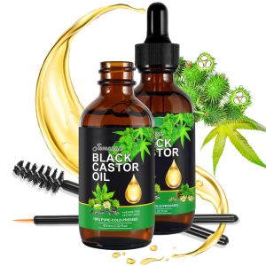 60ML Jamaican Black Castor Oil Organic Body Massage Castor Oil Pure Natural Castor Oil for Hair Growth Body Care Eyelashes & Eyebrows Moisturizing Massage Oil Pure Black Castor Oil