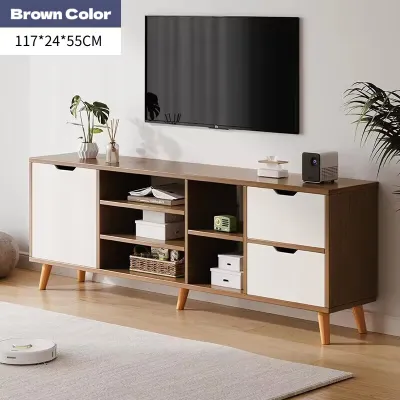 STON TV Cabinet With Drawers With Storage Rack Modern Kabinet Living Room Nordic Style TV Console White/Brown/Wood 电视柜带抽屉