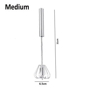 Stainless Steel Egg Beater Manual Semi-Automatic Self-Turning Mixer for Cream Kitchen Whisk