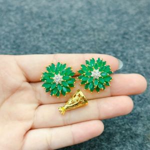 Anting Sumpel Permata Zirkon Padi Mewah Premium Wanita Elegan Lapis Emas High Quality Motif Baru