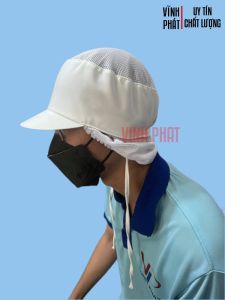 Nón Vải Lưới Trắng Trùm Tóc Dành Cho Công Nhân Sản Xuất-Nón Lưới Trắng Dài Có Dây Cột- Hình Thật Hàng Sẵn Nhiều