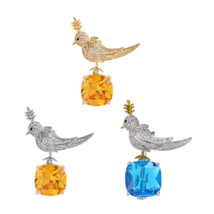 Alloy Bird on Stone Safety Lapel Pin With Rounded Edges Comfortable Wear Brooch Pin For Professional Occasion