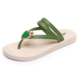 Free Shipping WomenS Summer New Style Flip-Flops Versatile Two-Way Wear Heart-Shaped Design Flat Heel Soft Sole Non-Slip And Durable Beach Sandals