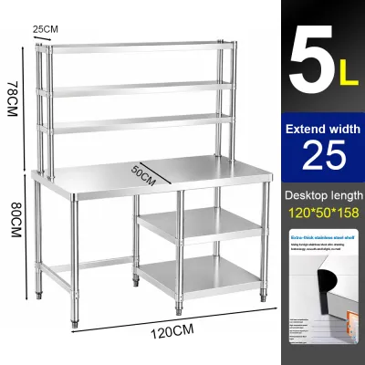 BMZAR Heavy Duty Stainless Steel Kitchen Work Table with 2 Tier Storage Rack Easy to Assemble for Food Prep and Cooking