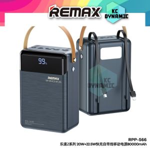 【3C Certified】Remax RPP-565 60000mAh Powerbank 22.5W Fast Charging Power Bank Remax RPP-566 80000mAh Powerbank Built In Cable Pawer Bank Camping Power Bank Remax Powerbank