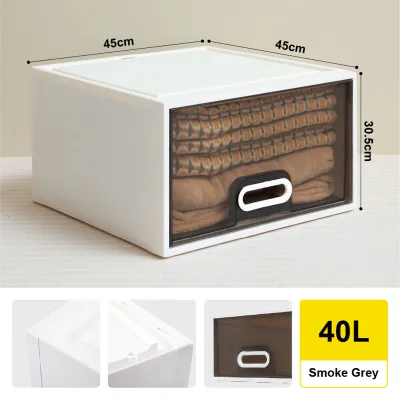 Citylife 40L Stackable Storage Drawer Plastic Container box Home Organizer Drawer Plastic Cabinet