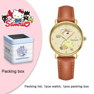 (With Box/35.1mm)100% Authentic Sanrio Pompompurin Watch for Kids Girls Quartz Watch Waterproof Soft PU Leather Strap Shockproof Birthday Gift Christmas Gifts 2190