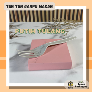 [ISI 100 PCS] TENTEN Garpu Makan Plastik Putih Kuat / TEN TEN Garpu Makan Sekali Pakai / Fork / Garpu Murah