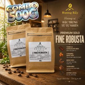 Cà Phê Rang Mộc Hương Rẫy Premium Solo Fine Robusta | 500G | Thơm vị Socola đen Caramel ngọt sâu Body day Không chua