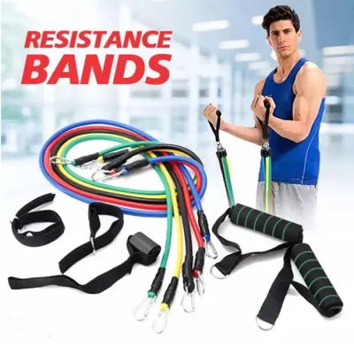 BISA COD [1 Set isi 11] Premium Resistance Band BERGARANSI // Alat Fitnes Rumah Band Resistensi 11Pcs Set 100 Lbs // Gym // Terapi Fisik // Latihan Gym Rumah untuk Pria Wanita // Tali Yoga Pilates // Fitness Portable // Lateks Tabung Pedal