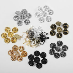 50Sets/lot Squeeze Badge Holder Butterfly Clasp Pin Back Brooch Clutch Care Cap Nail Tie Back Stoppers Rhodium Jewelry Findings