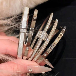 [COD]Flash Delivery Light Luxury High-End Micro-Inlaid Full  Bracelet Female Fashion Simple Titanium Steel Non-Fade Bracelet All-Match