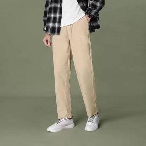 Mens Slim Fit Loose Trendy Solid Color Mid-Waist Sporty Casual Pants for Business Wear in Summer